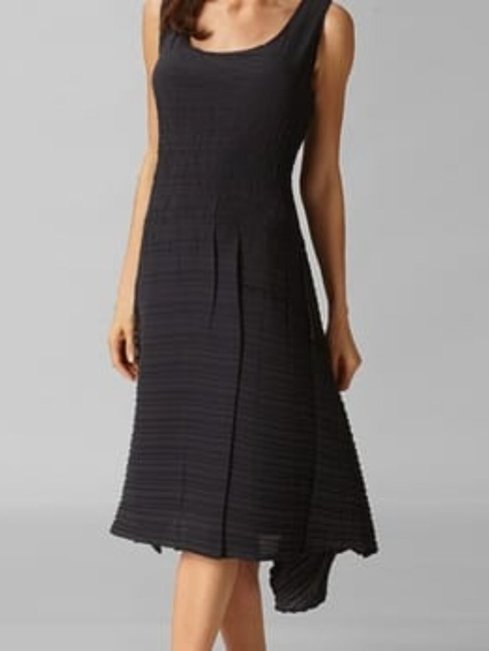 Babette San Francisco Black Crinkle Pleated Sleeveless Midi Dress Size M